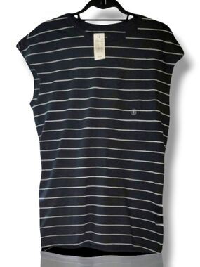 PACSUN Men's Black Striped Sleeveless T-Shirt